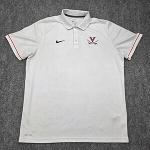 Virginia Cavaliers Shirt Mens XL White NCAA Nike Dri Fit Polo Golf Embroidered